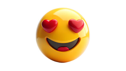 Fototapeta premium Happy emoji with heart eyes isolated on transparent background