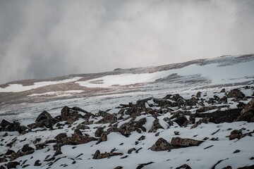 snow covered mountains