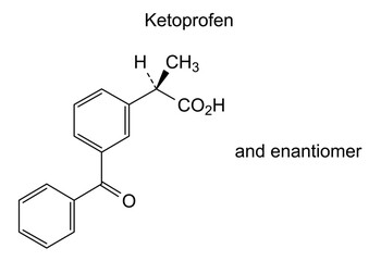 Chemical structure of ketoprofen, drug substance