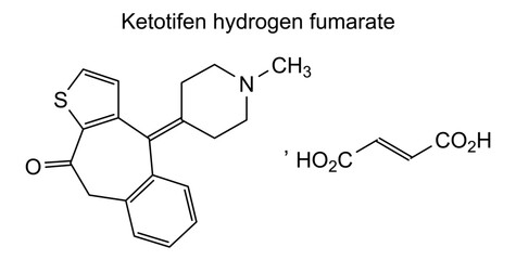 Chemical structure of ketotifen hydrogen fumarate, drug substance