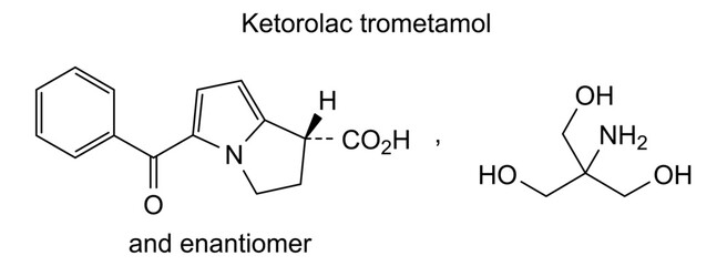 Chemical structure of ketorolac trometamol, drug substance