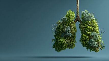Lungs represented by growing plants, symbolizing respiratory health, nature's role in breathing, and connection to the environment.