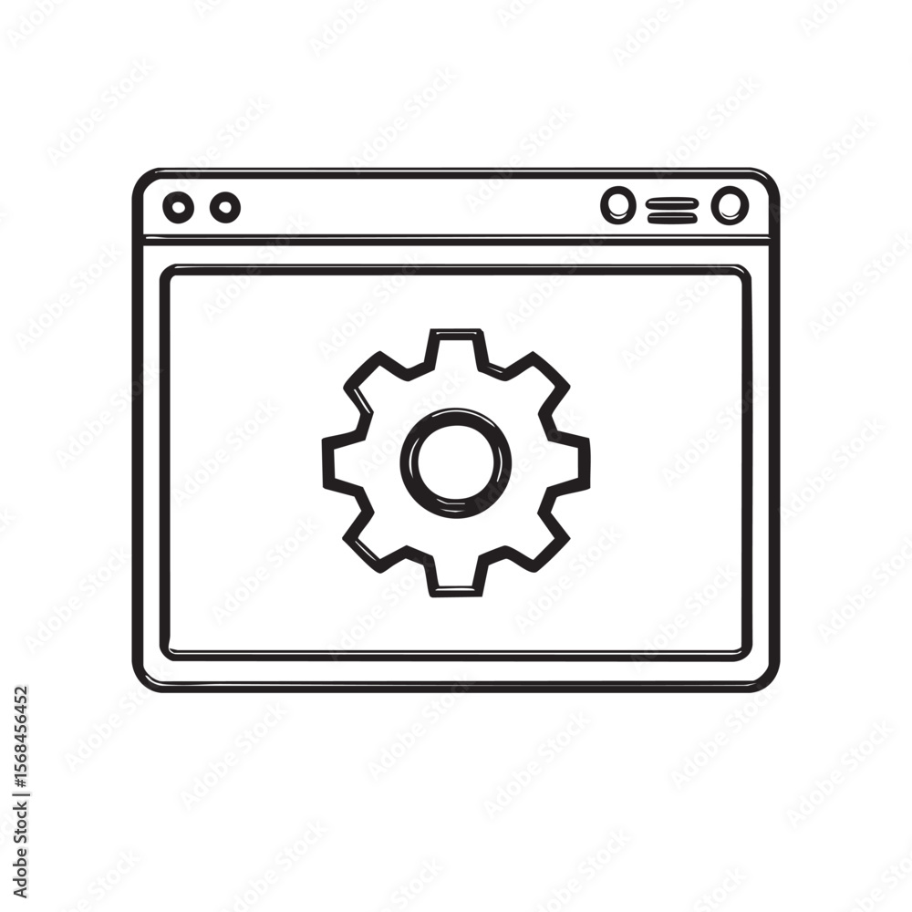 Poster browser window with gear symbol representing web settings and options