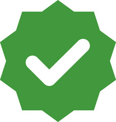 Green Check mark tick verification icon symbol vector. Certified checkmark badge.