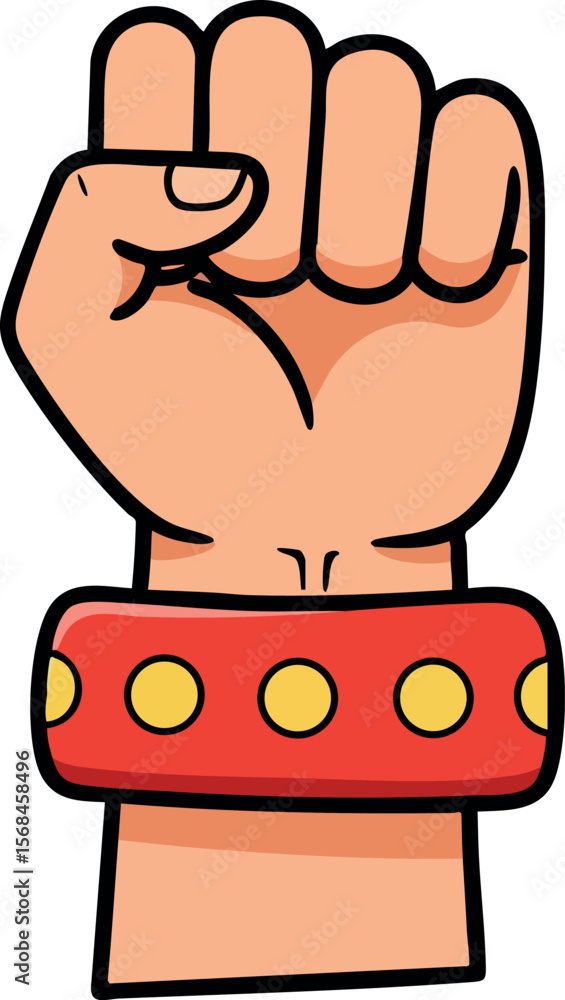 Poster raised fist with red bracelet power and unity symbol vector illustration