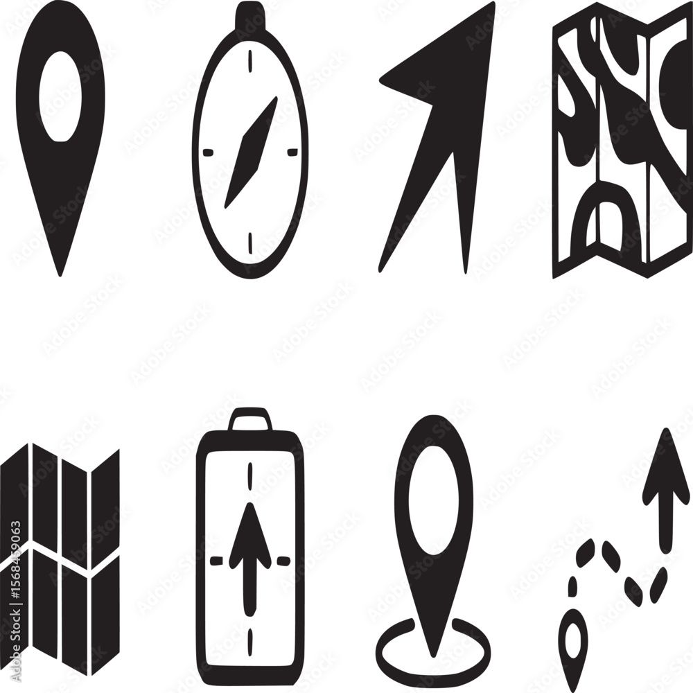 Poster navigation map travel compass direction location route gps destination journey exploration guidance