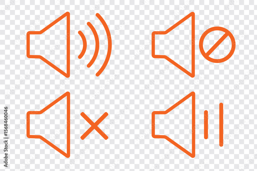 Poster speaker icon set. mute and unmute volume signs icon with editable stroke. speaker line icon set.