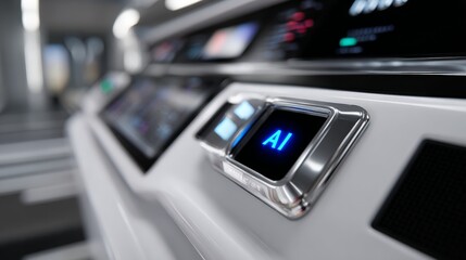 Futuristic control panel with ai interface in modern technology setting