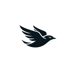 Fototapeta premium Minimalist Bird in Flight Logo – Black and White Geometric Vector Design