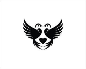 Obraz premium Minimalist Bird in Flight Logo – Black and White Geometric Vector Design