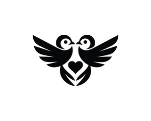 Obraz premium Minimalist Bird in Flight Logo – Black and White Geometric Vector Design