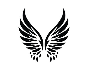 Obraz premium Symmetrical Tribal Wings Vector – Black and White Stylized Feather Design