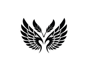 Fototapeta premium Symmetrical Tribal Wings Vector – Black and White Stylized Feather Design