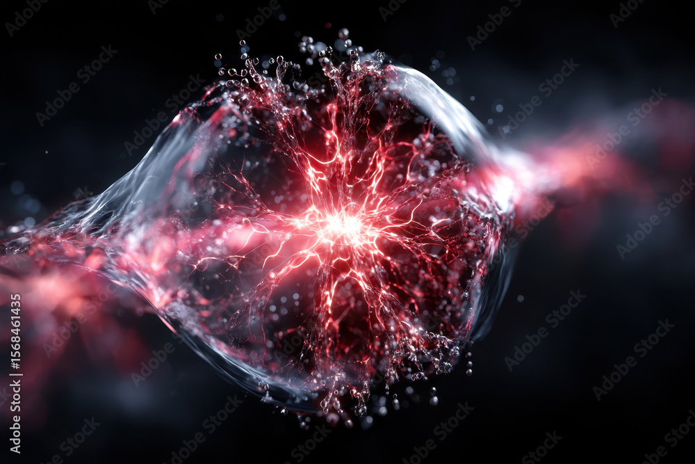 Poster dynamic energy wave with vibrant colors and intricate details in abstract style