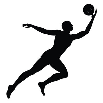 silhouette basketball player jumping, reaching, black clip art preview