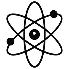 Detailed atomic structure nucleus with orbiting electrons symbol orbits