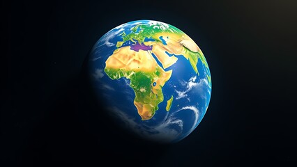 Fototapeta premium Vibrant Earth globe floating in space, showcasing continents with atmospheric lighting.