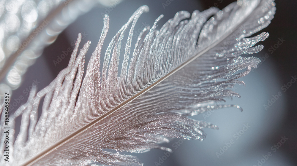 Poster nature-inspired texture macro feather motif in soft