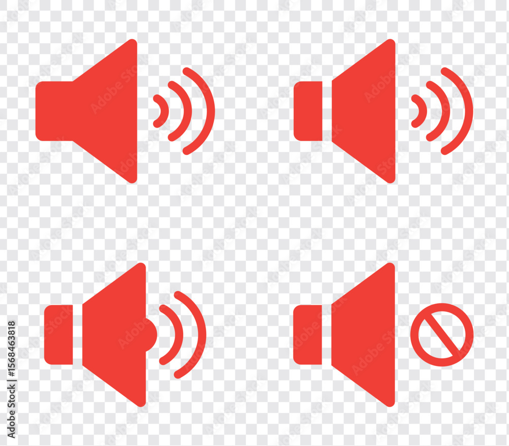 Poster sound volume icons set with different signal levels on white background. аn icon that increases and 