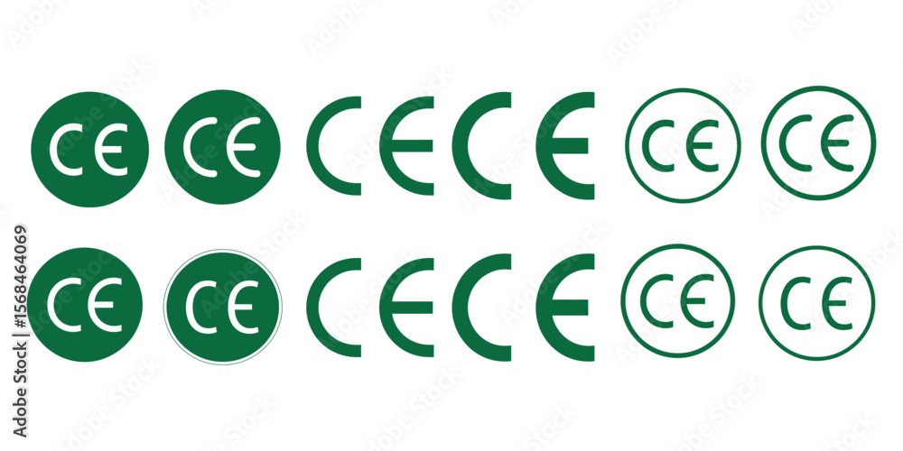 Fototapete ce mark icon in different flat style. ce marking symbol. set of ce conformity markings in various st