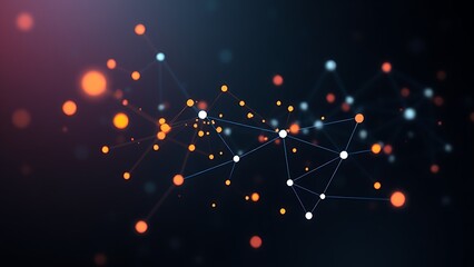 Abstract data visualization with glowing nodes, illustrating connectivity on a dark gradient background.