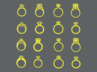Wedding rings vector. Diamond ring icons graphics set. stylish color full diamond rings vector. diamond ring icons set vector illustration design. 