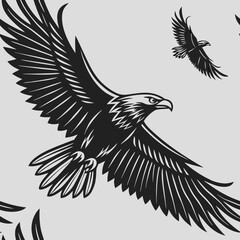Obraz premium Flight of eagles in dynamic seamless vector pattern design 