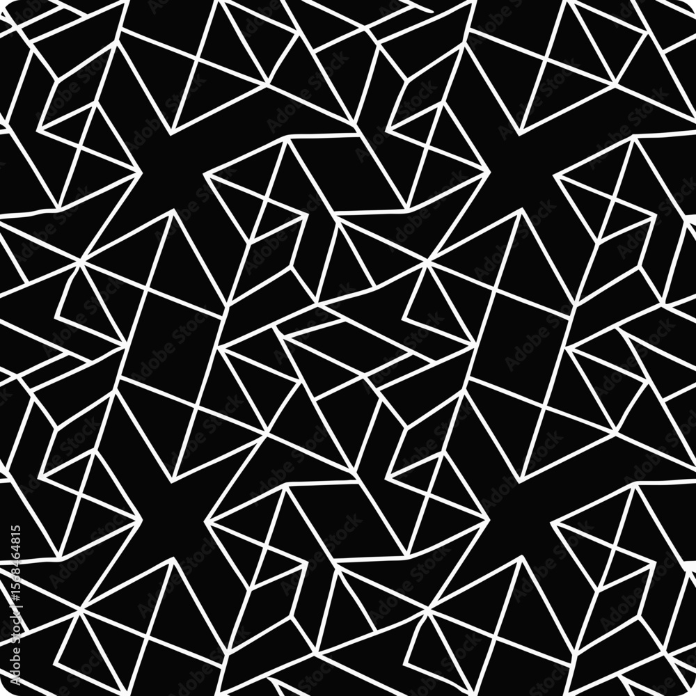 Aufkleber abstract seamless vector pattern with geometric trapezoid shapes on black background
