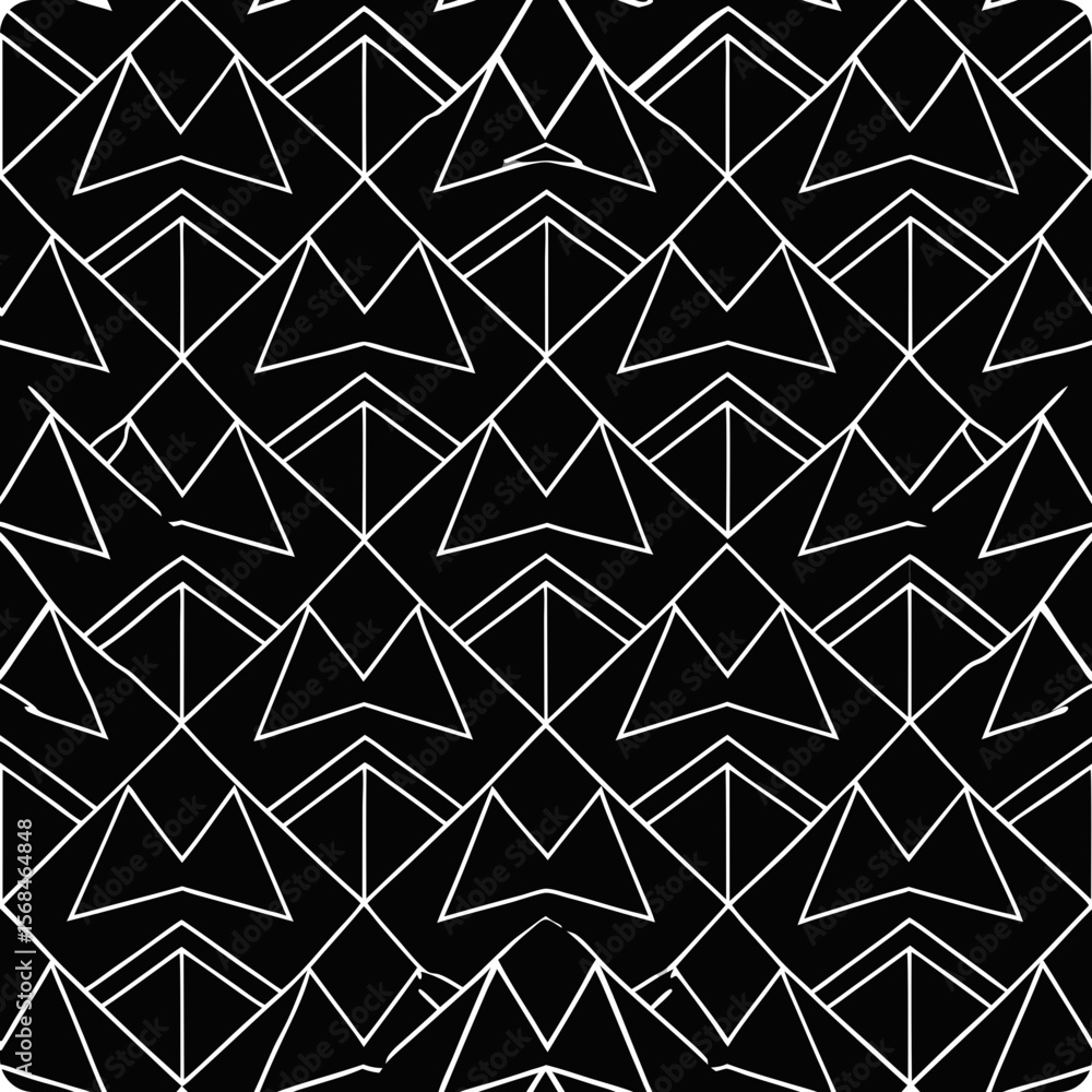 Poster geometric seamless vector pattern with trapezoid shapes on black