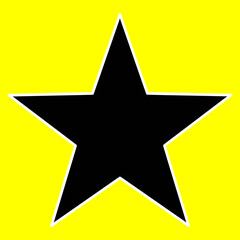 Black star white outline neon background icon	