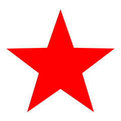 Red star white outline white background icon	