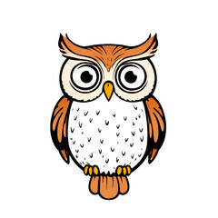 Naklejka premium Illustration of a stylized owl with large eyes and orange and black feathers on transparent background