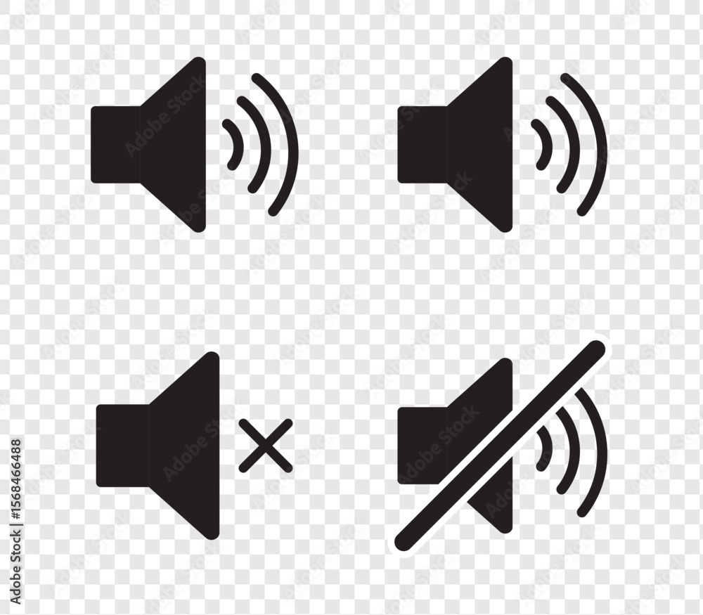 Poster sound off and on icon, an icon that increases and reduces the sound. icon showing the mute. a set of