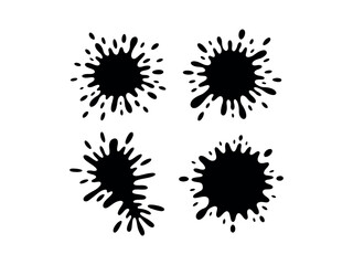 Isolated Ink Blot Designs for Graphic vector. set of silhouette paint drops and splashes. Blotter spots, liquid paint drip drop splash and ink splatter. graphic, drop, design, background, icon, abstra