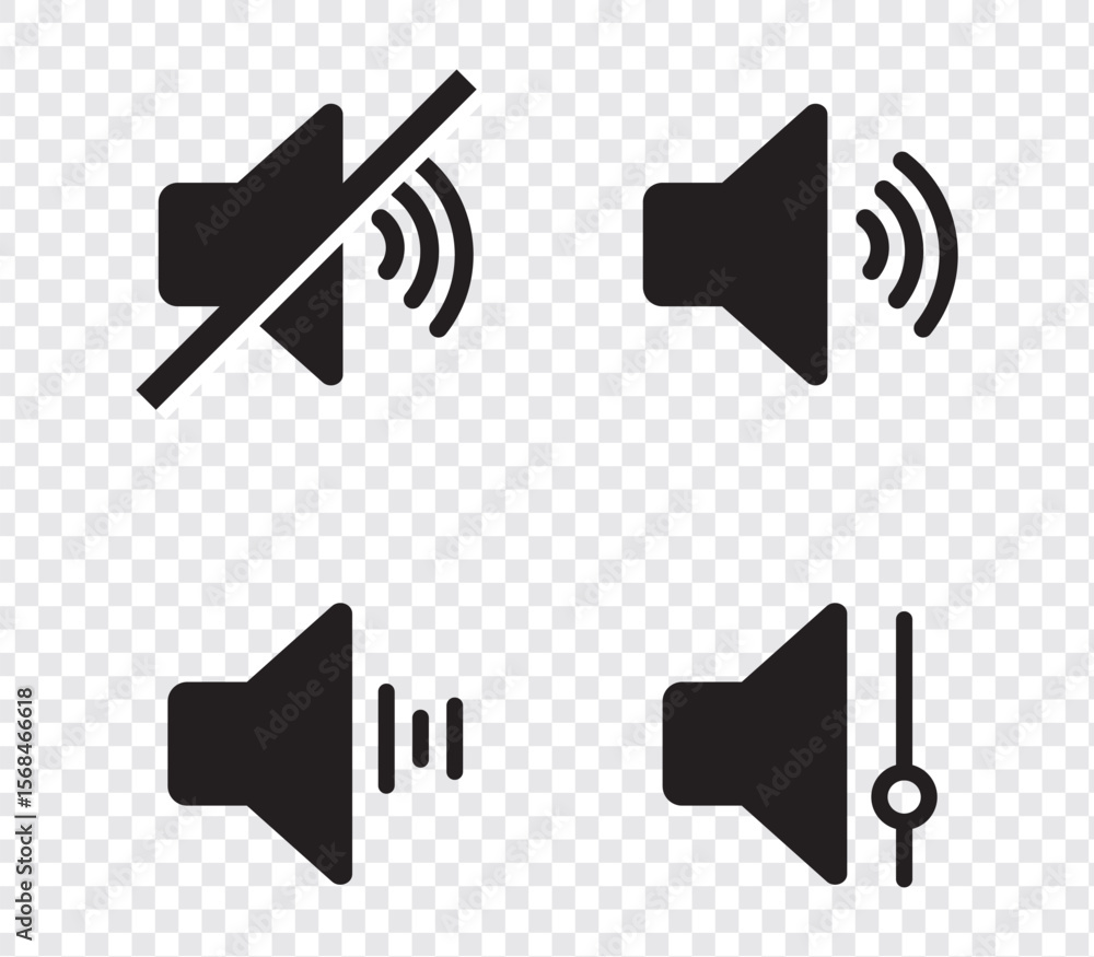 Poster sound off and on icon, an icon that increases and reduces the sound. icon showing the mute. a set of