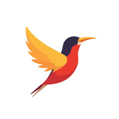 Naklejka premium Colorful bird with wings spread in a flat design on transparent background 