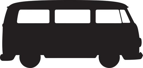 Vw bus vector vintage van silhouette campervan travel vehicle icon art