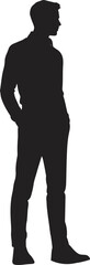 Silhouette of man standing with hands in pockets vector illustration