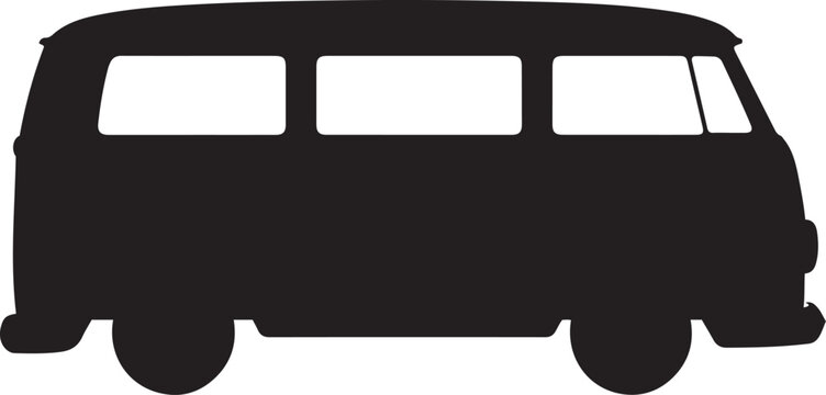 Vw bus vector vintage van silhouette campervan travel vehicle icon art