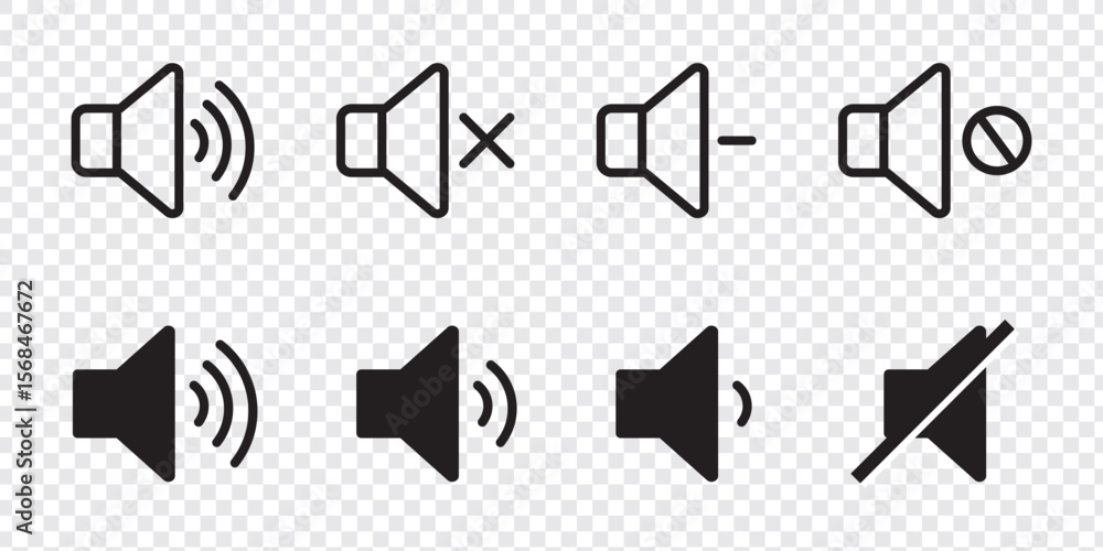 Poster volume icon set.speaker icon set. volume icon vector. loudspeaker icon vector. mute and unmute volum