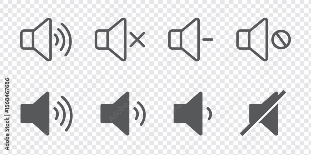 Poster volume icon set.speaker icon set. volume icon vector. loudspeaker icon vector. mute and unmute volum