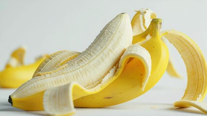 A peeled banana sitting on a table - Powered by Adobe