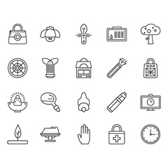 Tool and Utility Icons Clock Lamp Pen and More