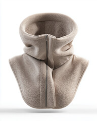 Beige fleece funnel collar jacket on invisible mannequin