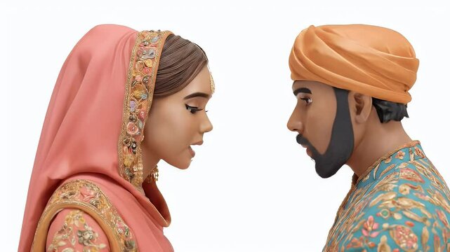 Animated Couple:  A South Asian Bride & Groom's Tender Gaze