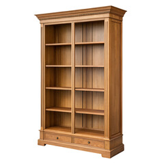 Wingate wood bookcase isolated on transparent background showing shelves for storage and home furniture

