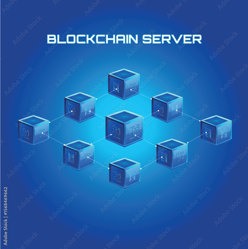 Aufkleber isometric cubes network. digital network, data flow, tech. futuristic digital cubes technology innov