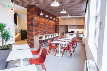 A modern empty canteen in an office building