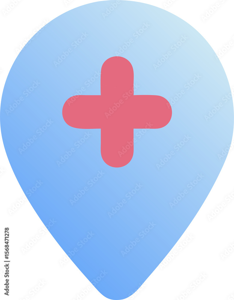 Poster medical location pinpoint icon with gradient fill for healthcare services and emergency assistance, 