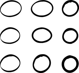 Set of Simple Circle Shapes with Black Outline on Transparent Background, Ideal for Design Elements and Graphic Overlays, Vector Illustration for Digital Projects